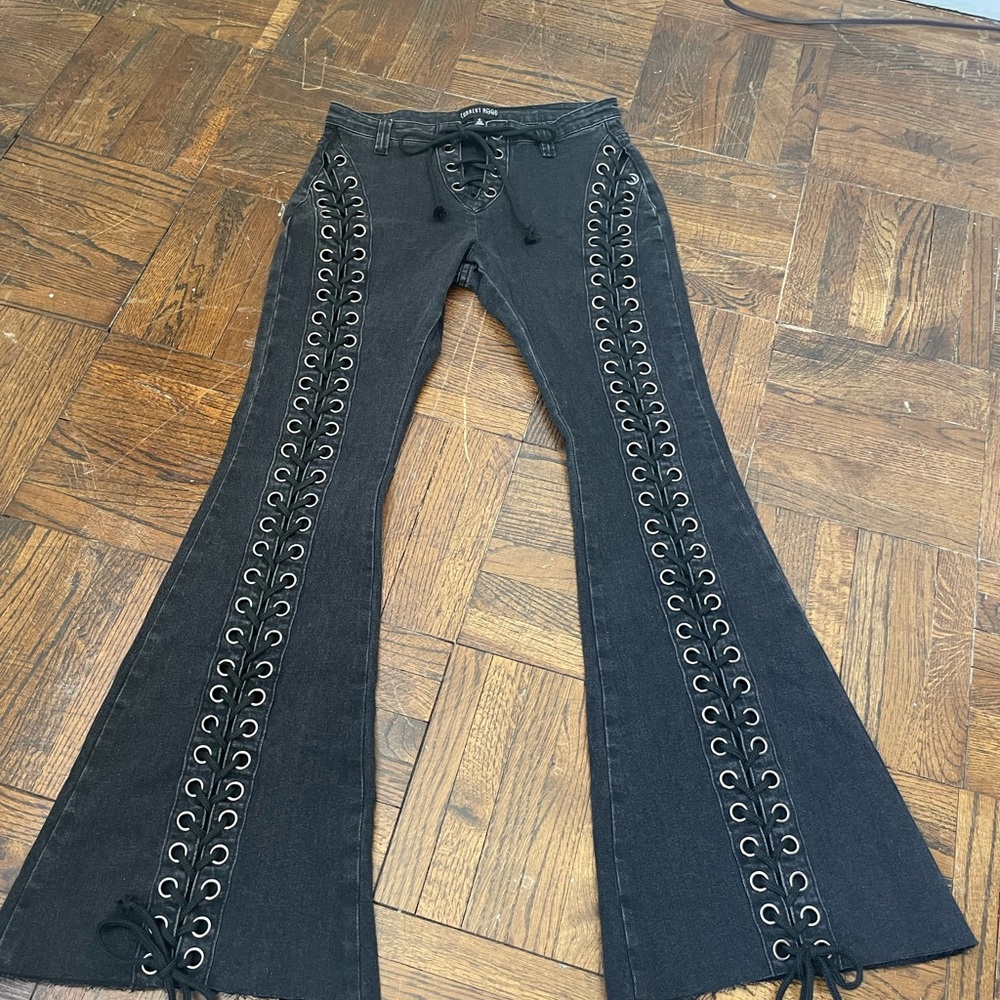 Dolls Kill - Current Mood Lace Up Black Jeans